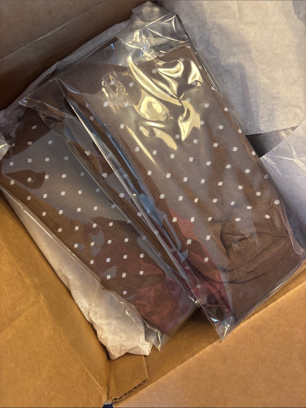 Men's Brown Polka Dot Dress Socks - 10 pair